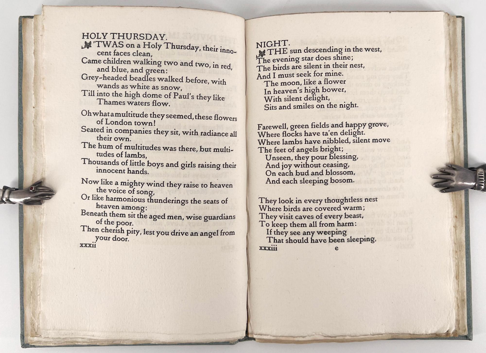 William Blake : Le livre de Thel. Les chants de l'innocence. Et des chants d'expérience Excellent état - En vente à Middletown, NY