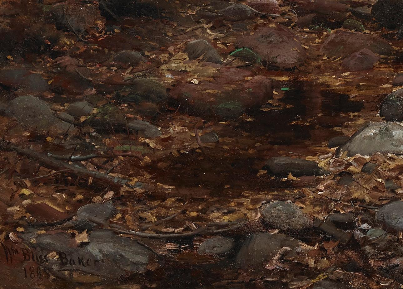 Scène de forêt - Hudson River School Painting par William Bliss Baker