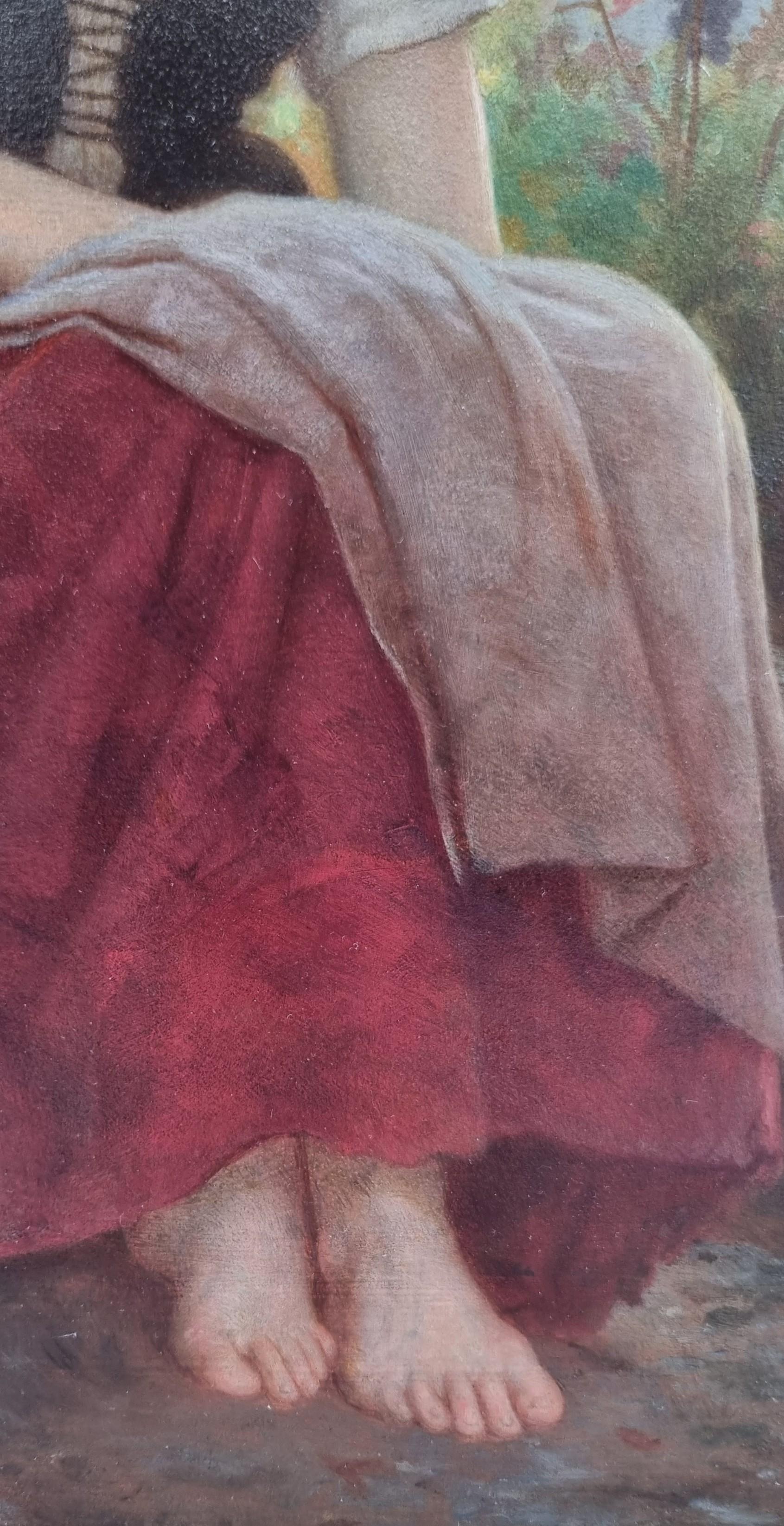 Akademische französische Malerei Kreis von BOUGUEREAU Die Traubenpflückerin Junges Mädchen 19. im Angebot 2