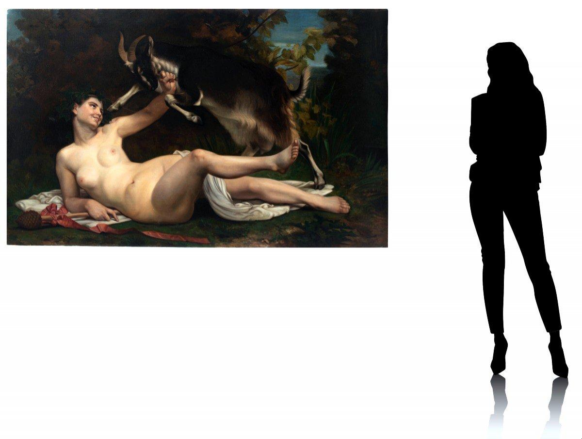 Large Oil On Canvas 'a nude Bacchante' After William Bouguereau (1825-1905) For Sale 4