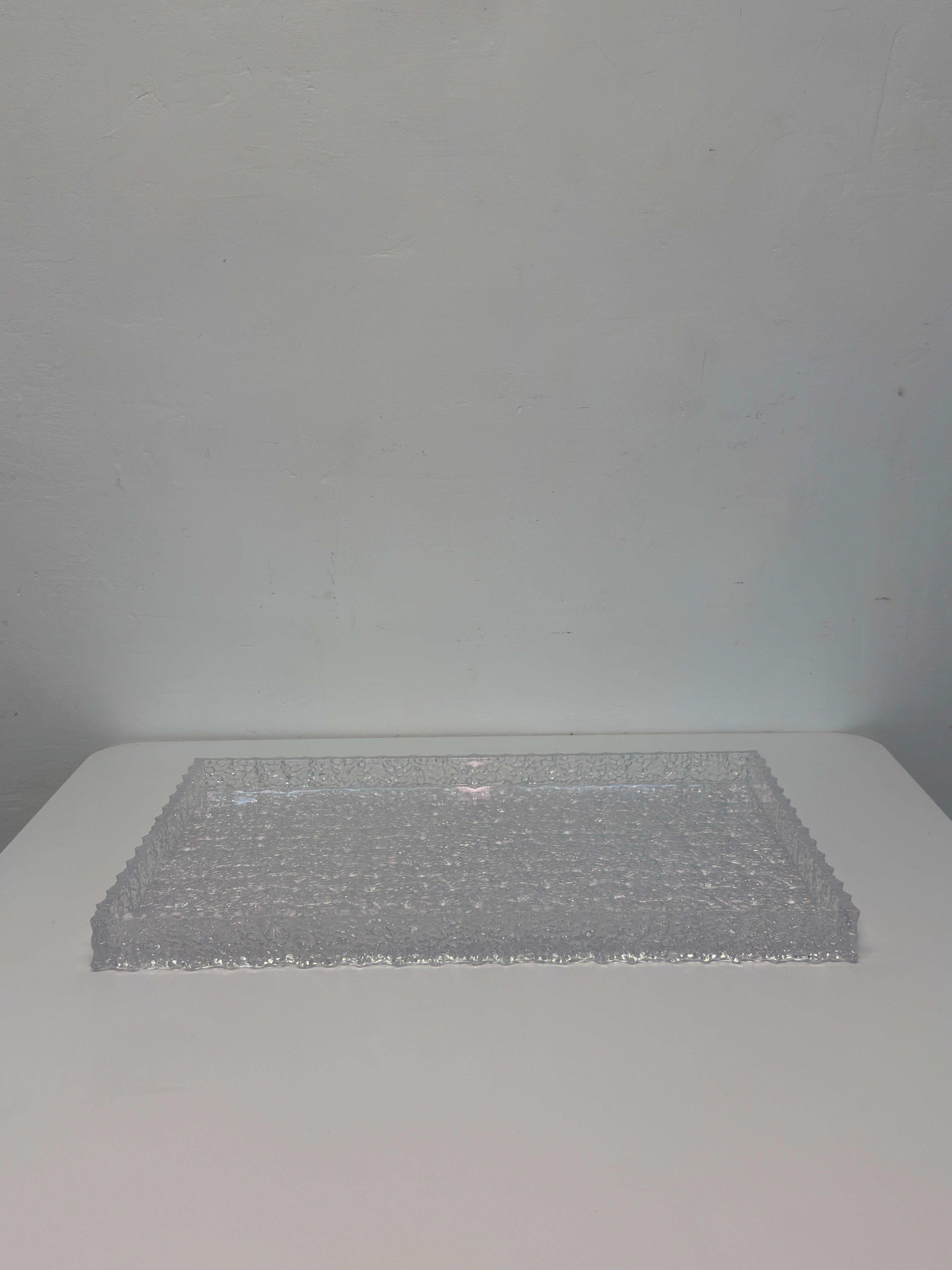 Mid-Century William Bounds Grainware faceted lucite service tray circa 1960s.