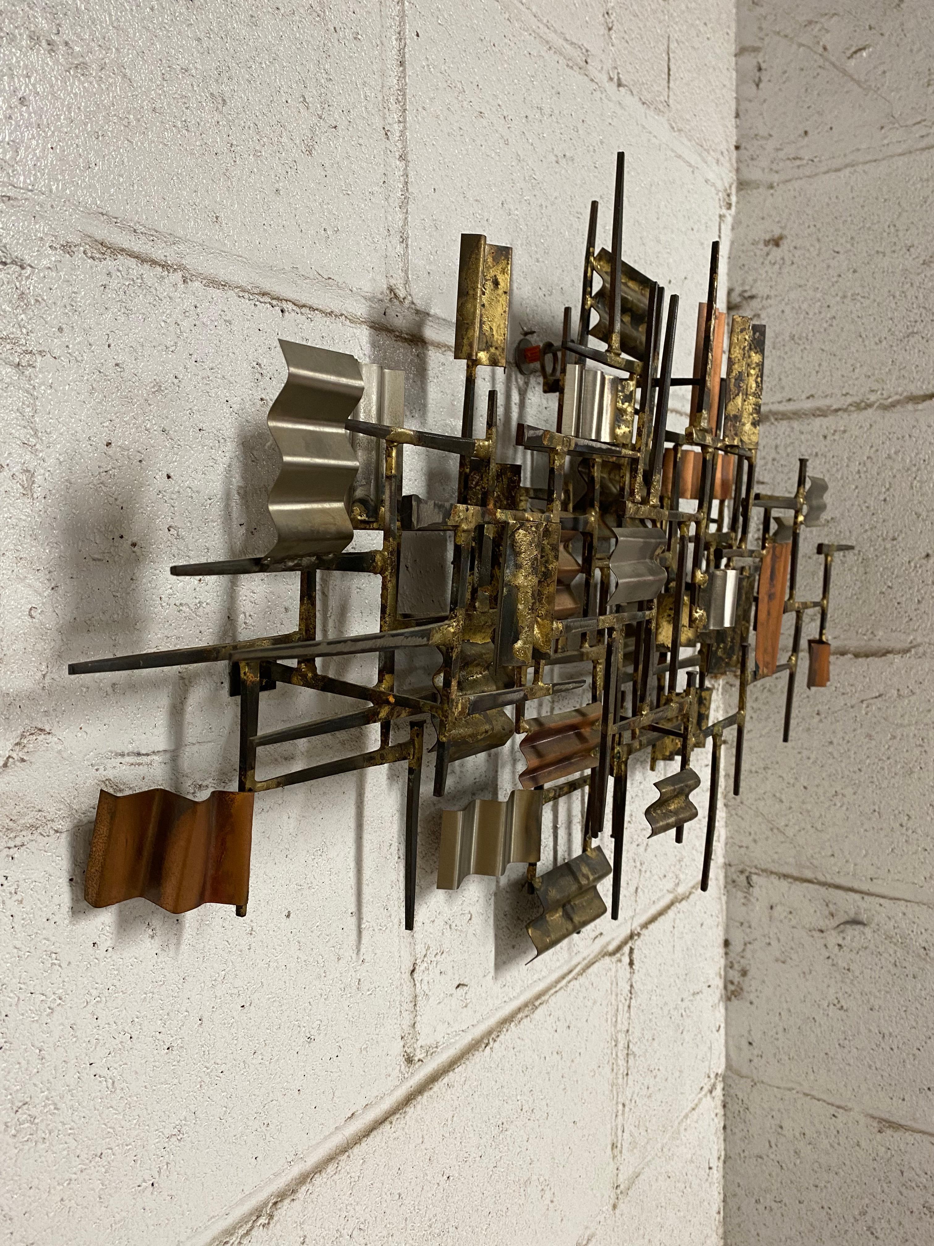 William Bowie Mixed Metals Brutalist Wall Sculpture 3