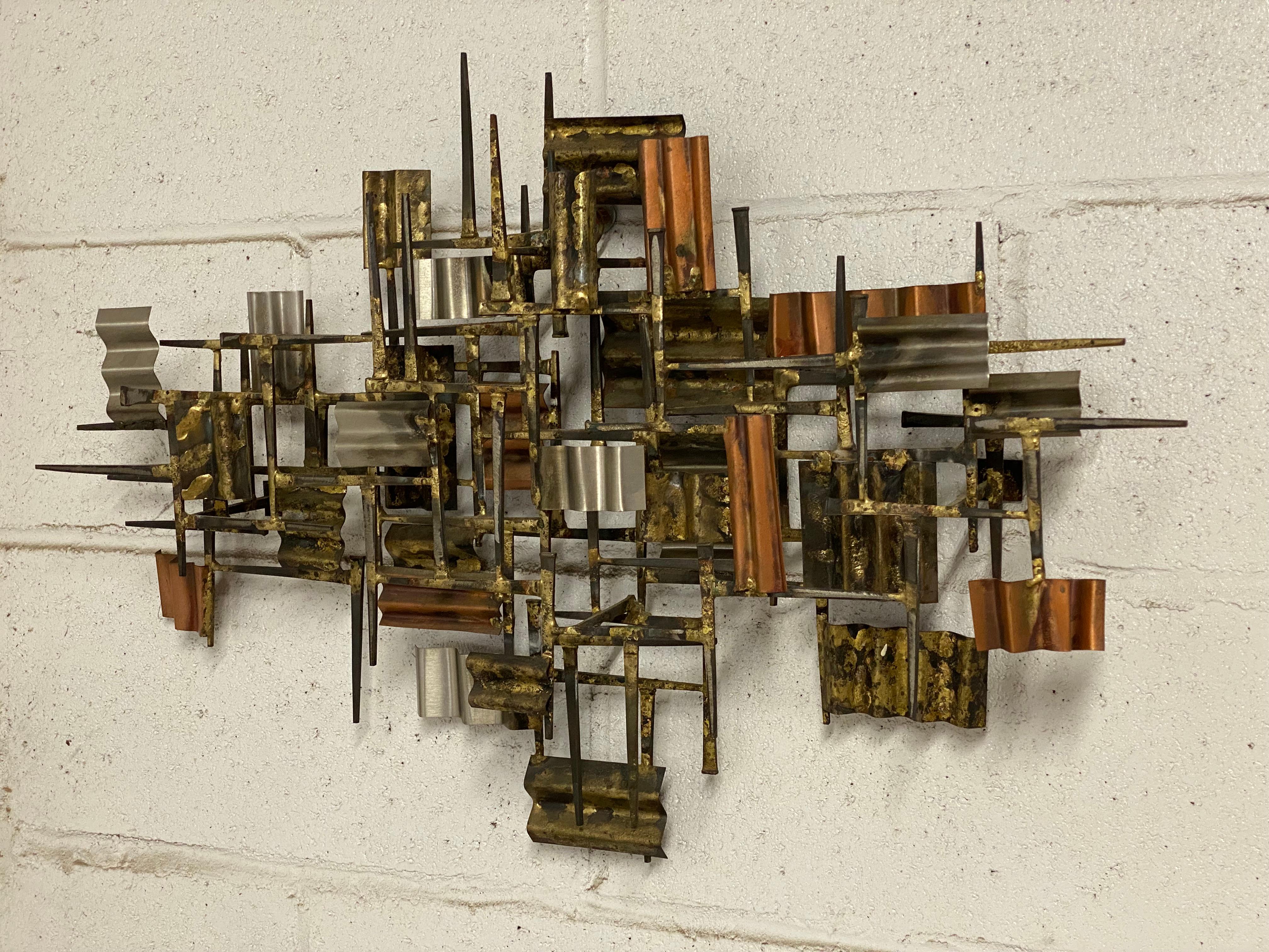 William Bowie Mixed Metals Brutalist Wall Sculpture 4