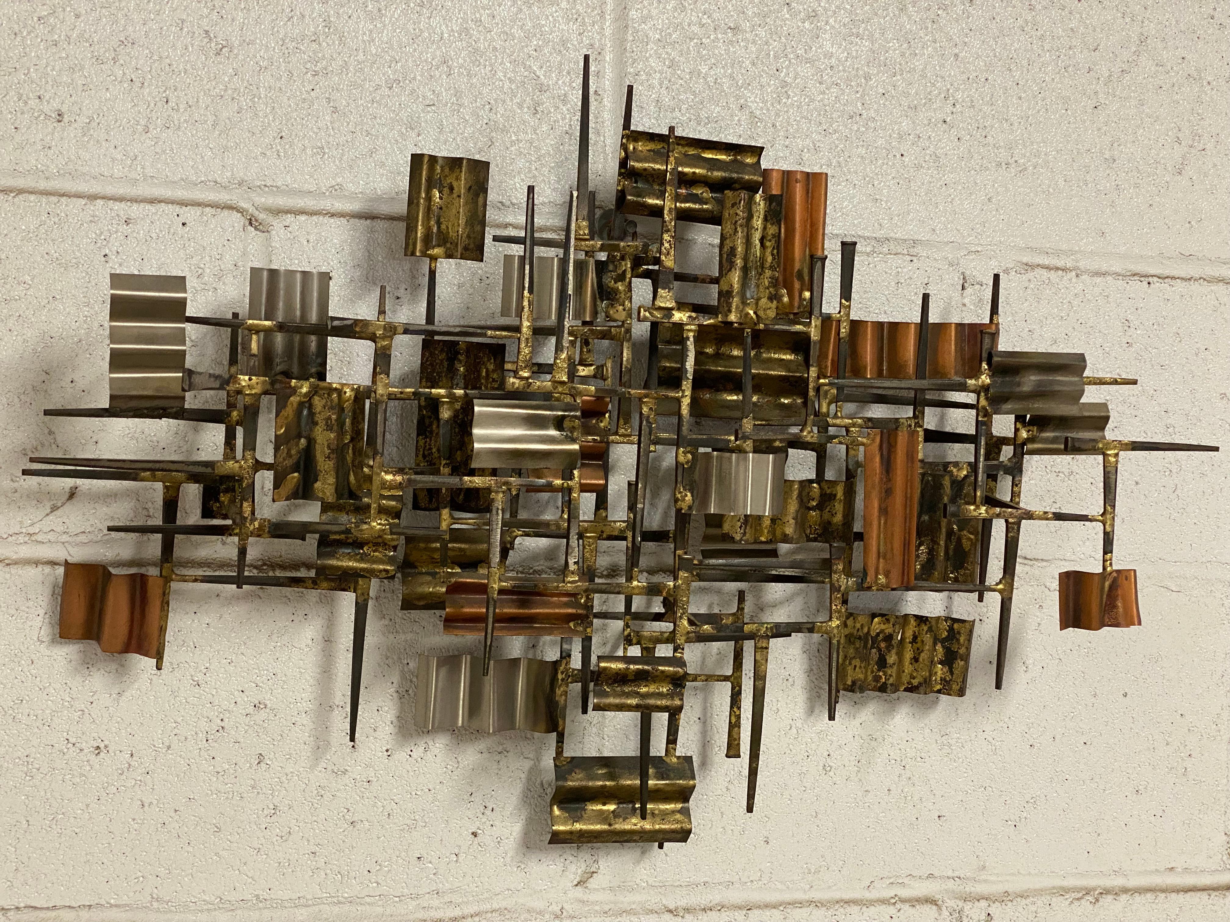 William Bowie Mixed Metals Brutalist Wall Sculpture 5