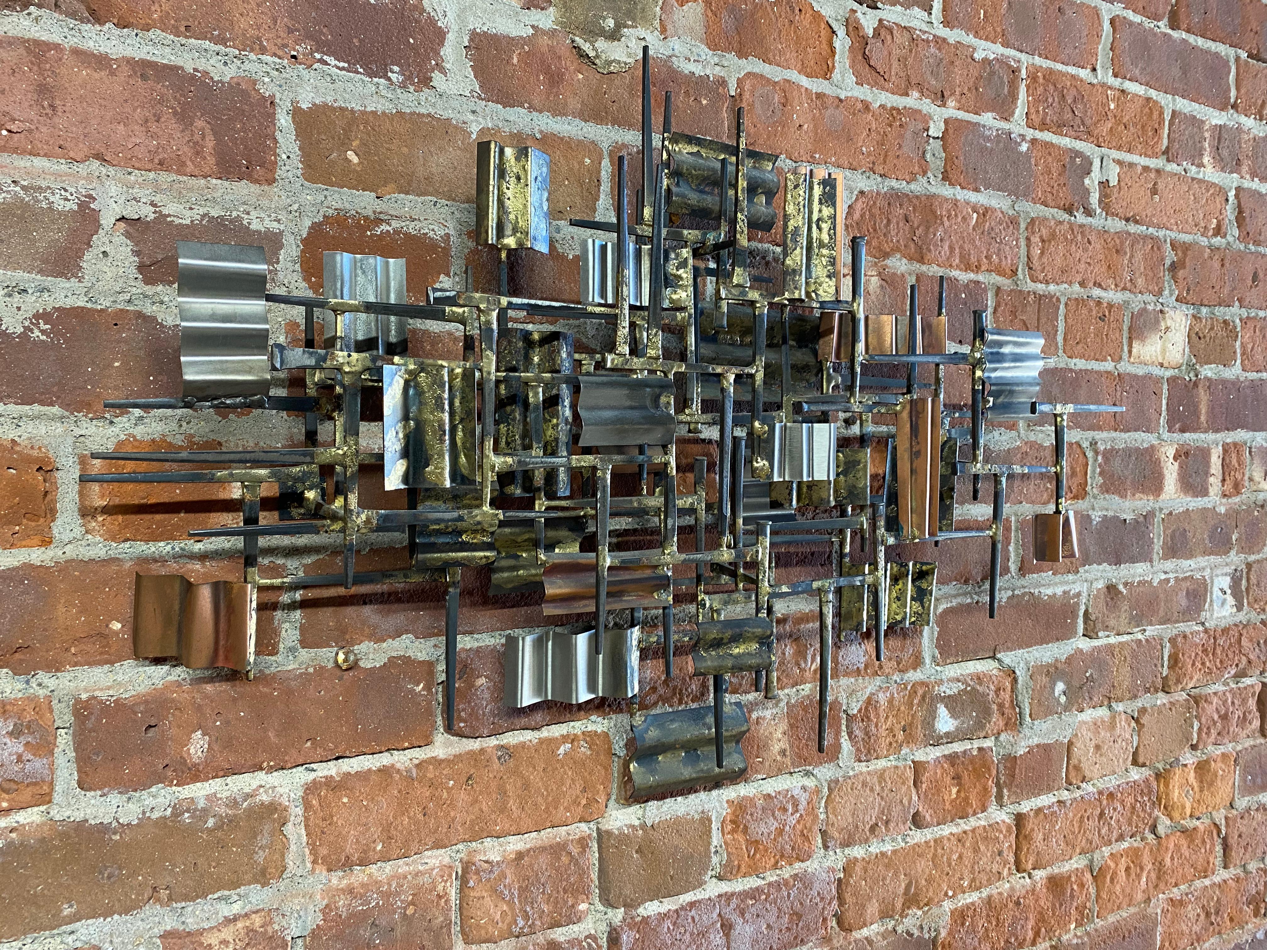 American William Bowie Mixed Metals Brutalist Wall Sculpture