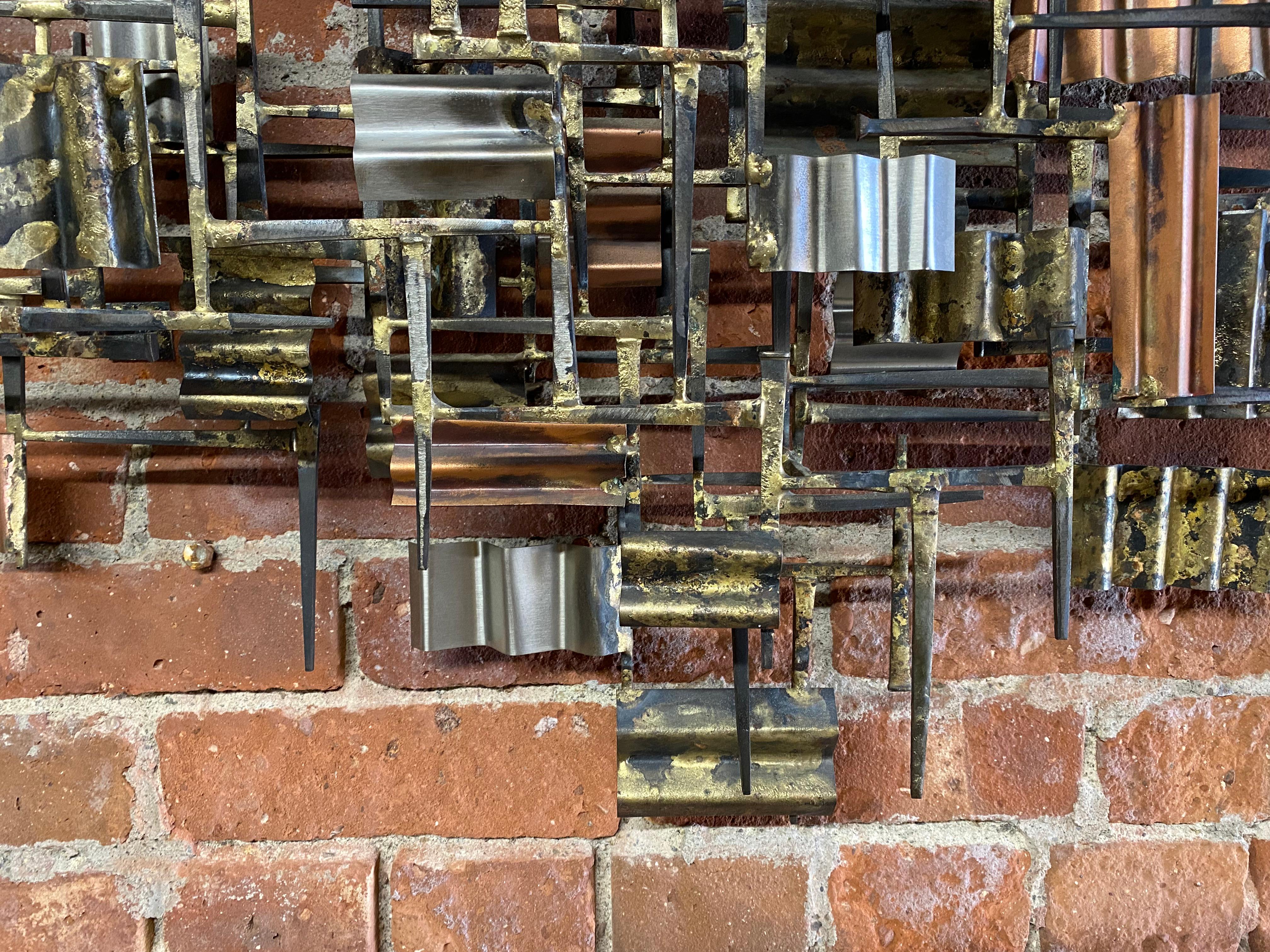 Mid-20th Century William Bowie Mixed Metals Brutalist Wall Sculpture