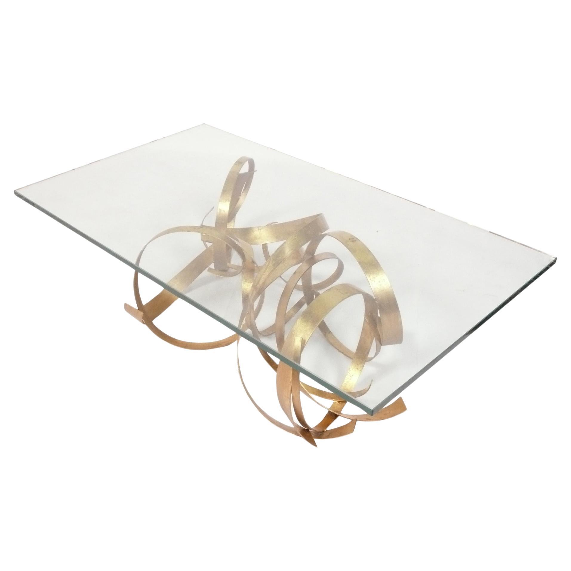 William Bowie Sculptural Gilt Metal Coffee Table Mid Century Modern 54x30x16