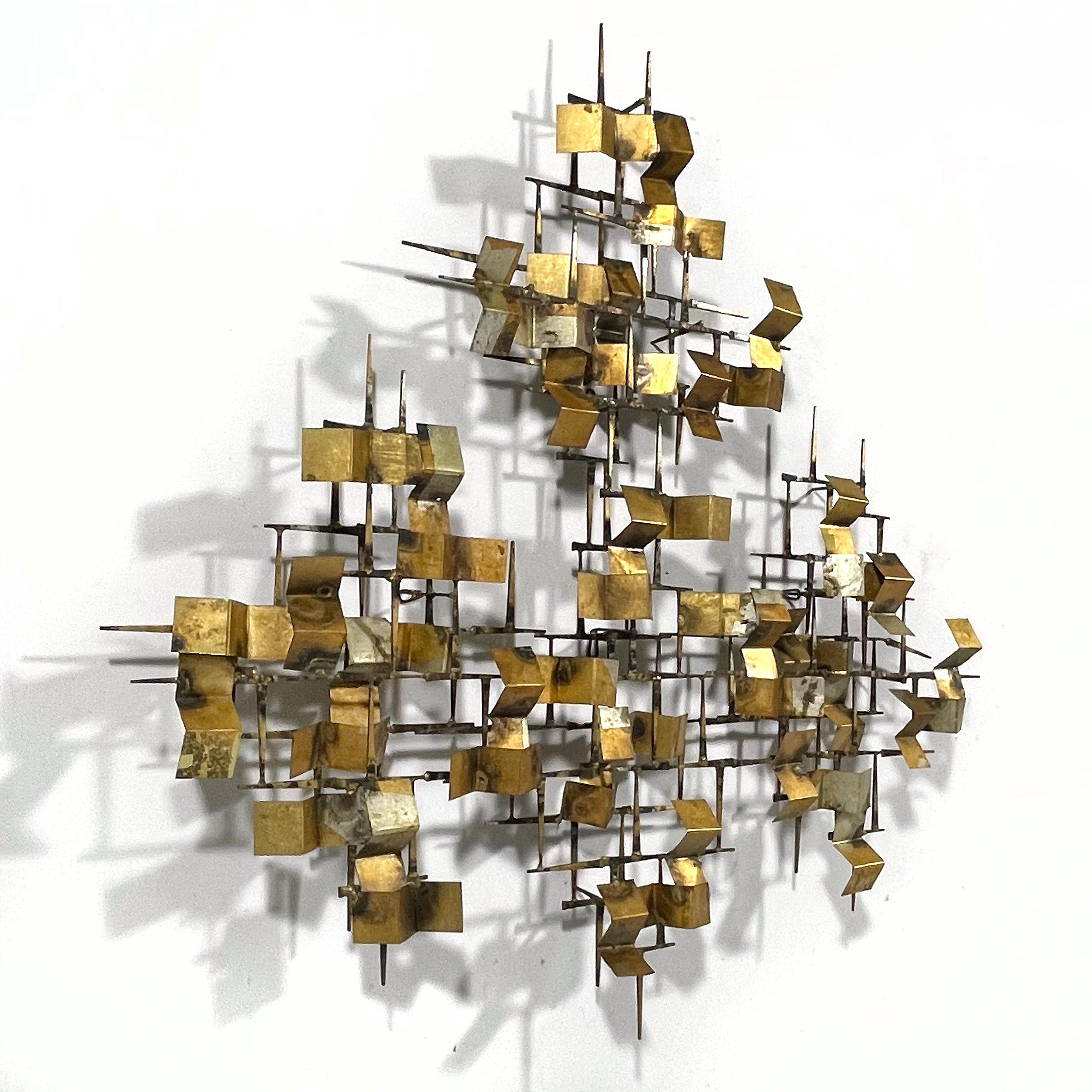 William Bowie Abstract Wall Sculpture in Iron, Bronze & Gilded Brass In Good Condition For Sale In Highland, IN