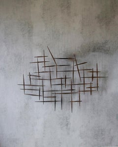 William Bowie's Mid-Century Brutalist Metal Nail Wall Sculpture