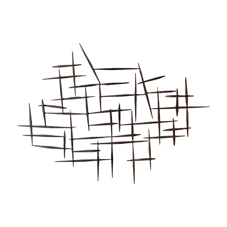 William Bowie's Mid-Century Brutalist Metal Nail Wall Sculpture For Sale