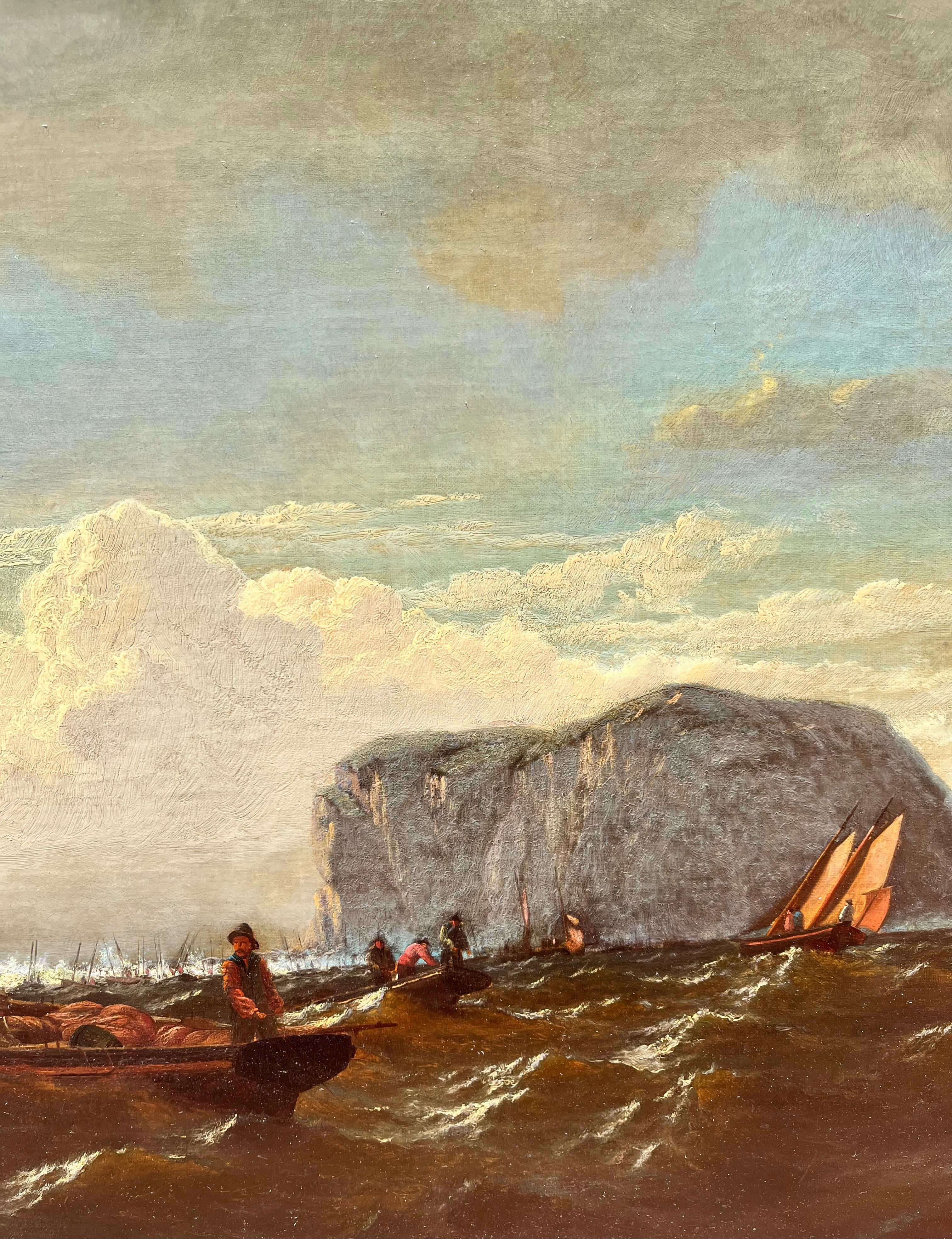 Fischerboote vor der Küste von Bass Rock, Schottland im Angebot 1