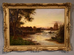 Peinture à l'huile de William Bradley «angbourne on Thames ».