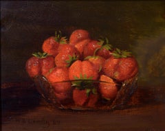 Strawberries in a Crystal Bowl, 1887, Fruit, Still Life, American Realist, Oil