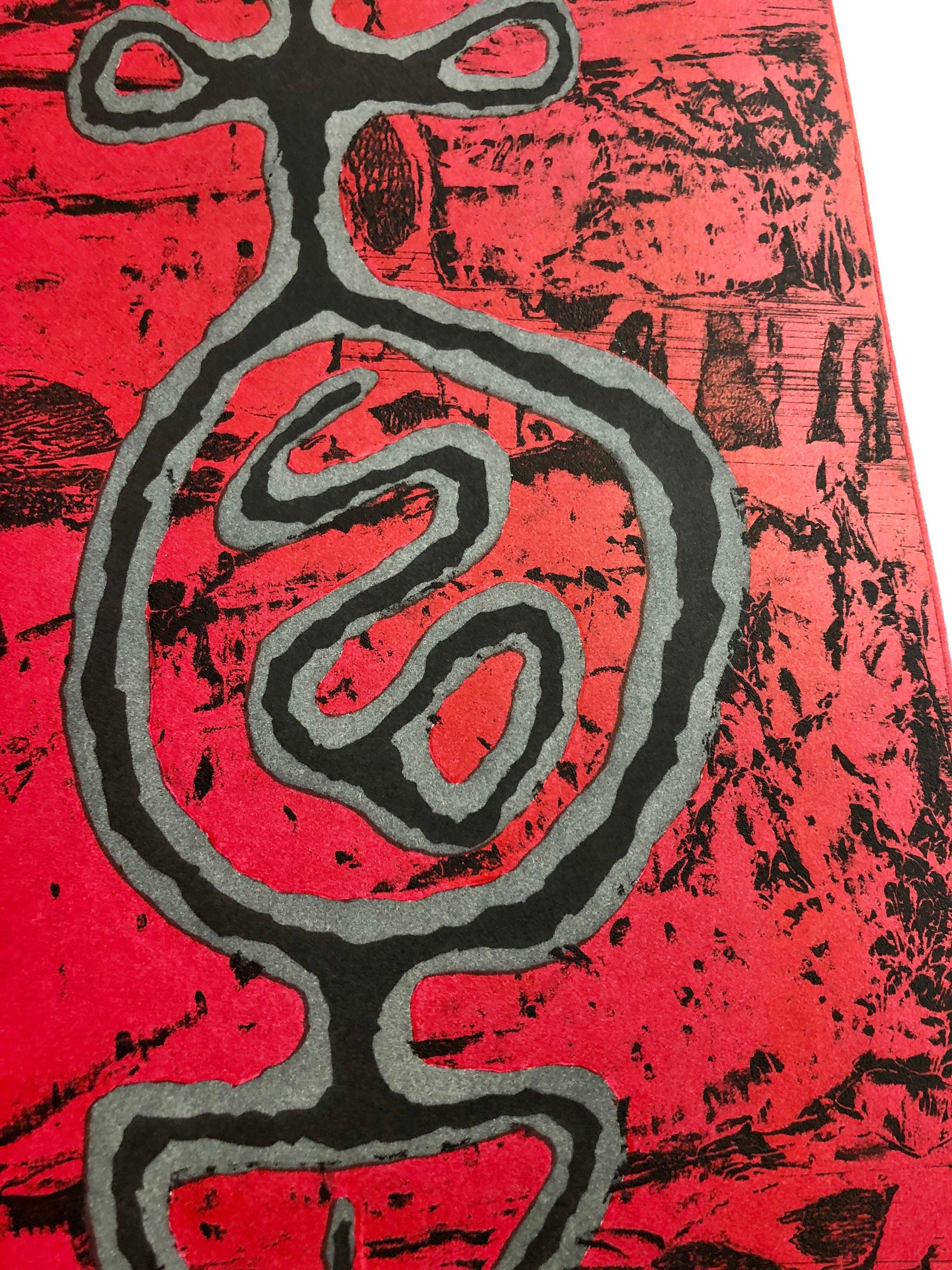 Sans titre n° 11 Two Forms Red Ground, eau-forte expressionniste abstraite en vente 1
