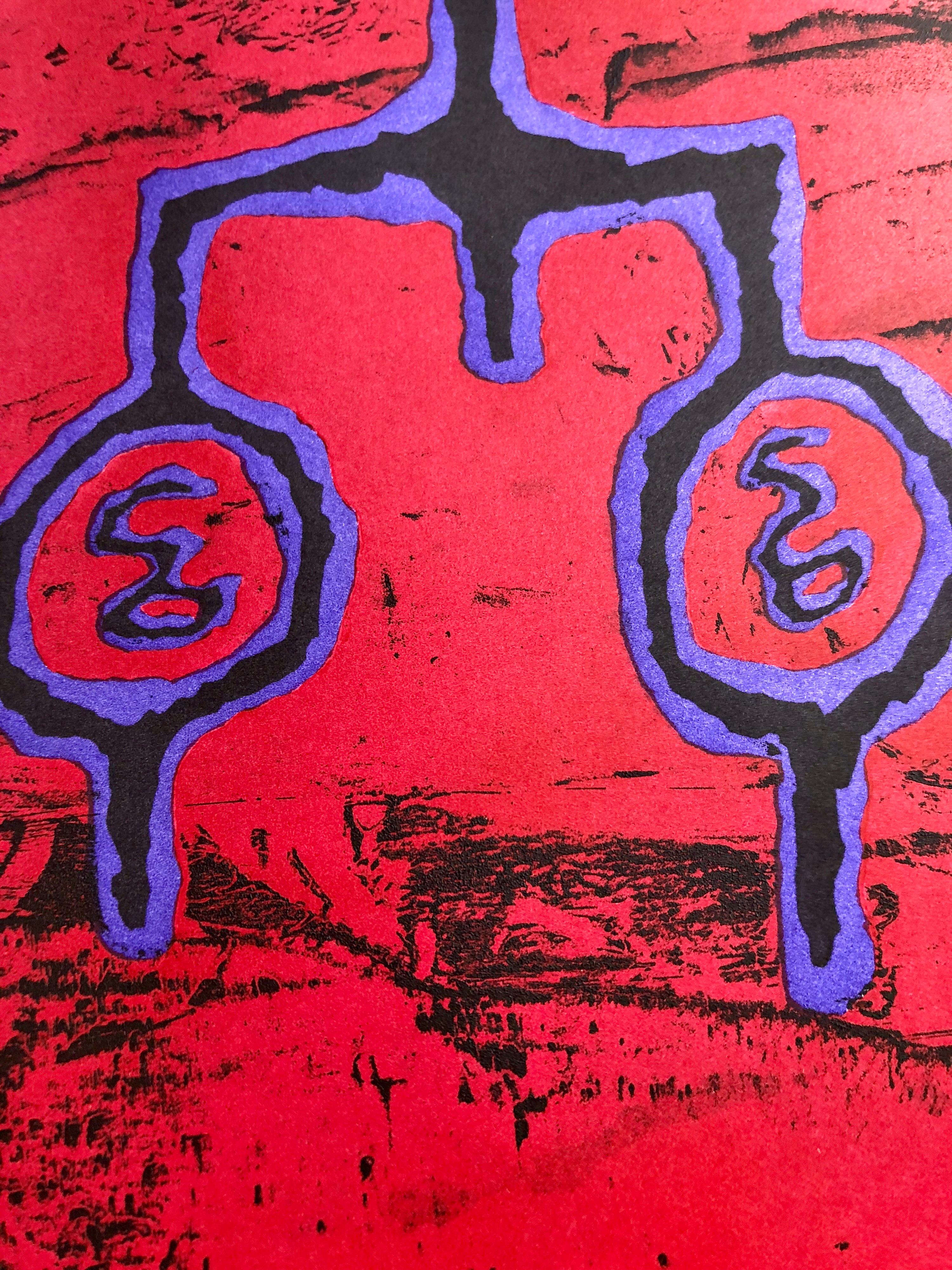 Sans titre n° 11 Two Forms Red Ground, eau-forte expressionniste abstraite en vente 2