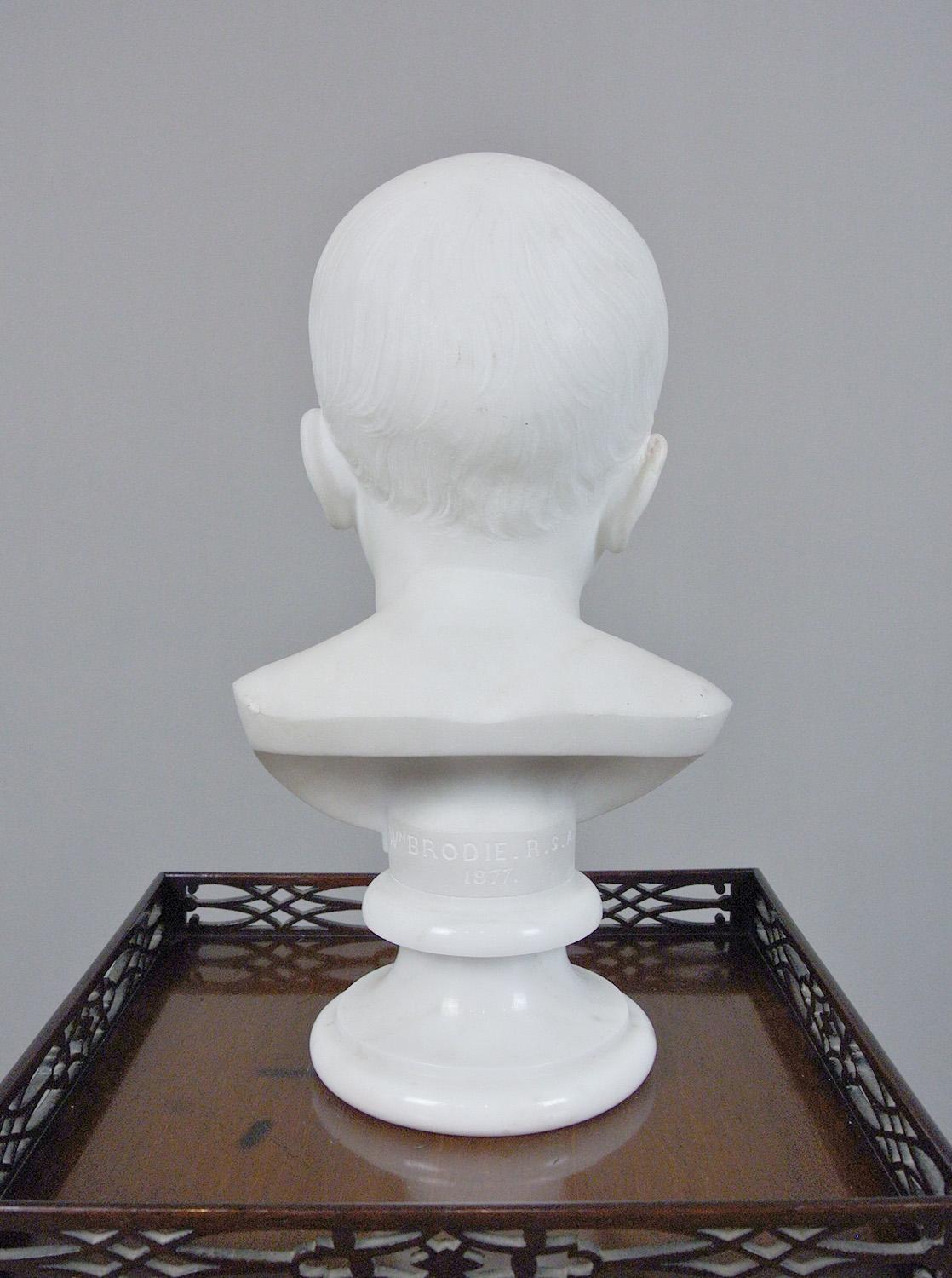 William Brodie Frsa Signed Marble Bust of the Artist's Daughter Dated 1877 2