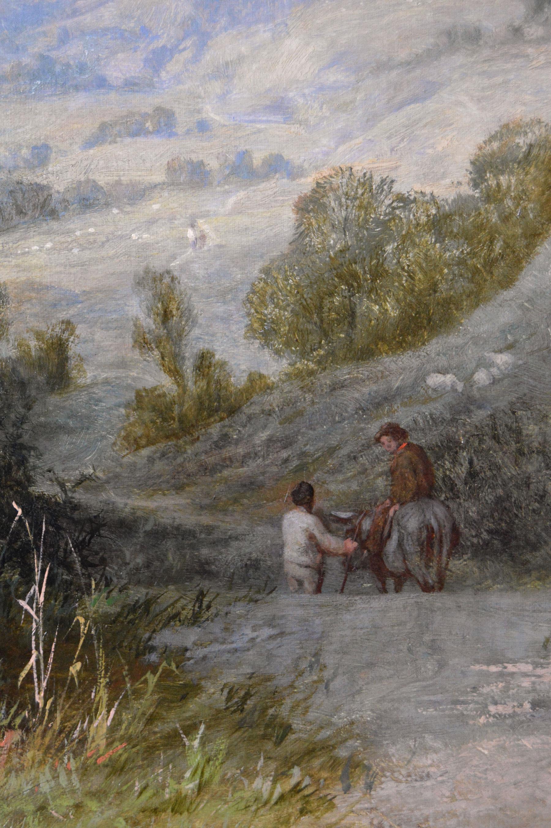 Peinture à l'huile de genre du 19e siècle représentant des enfants cueillant des baies en vente 3