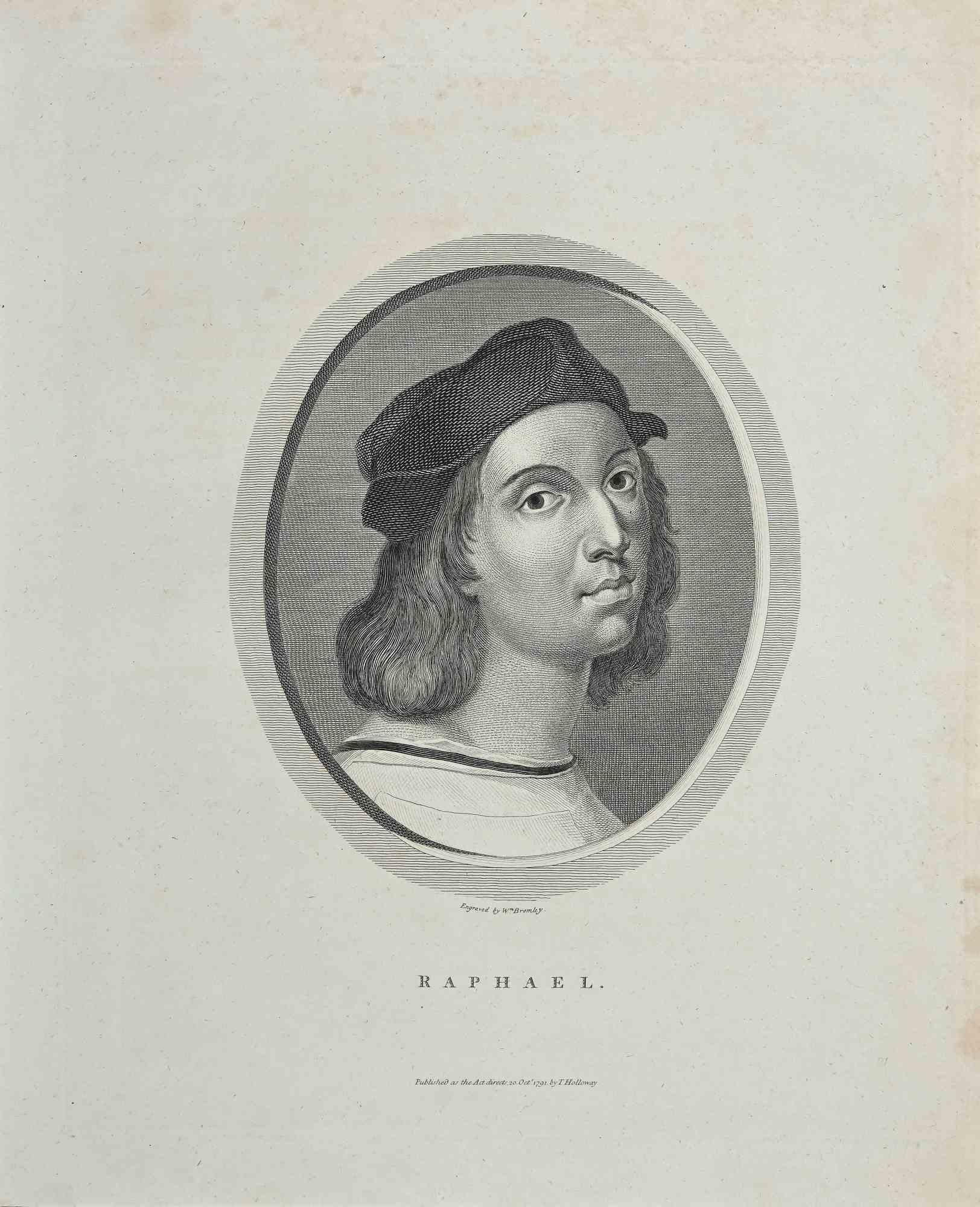 Portrait de Raphaël - eau-forte originale de William Bromley - 1810