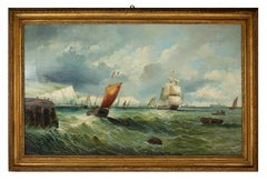 The Channel - Original Oil On Canvas by William Broome of Ramsgate-19th Century