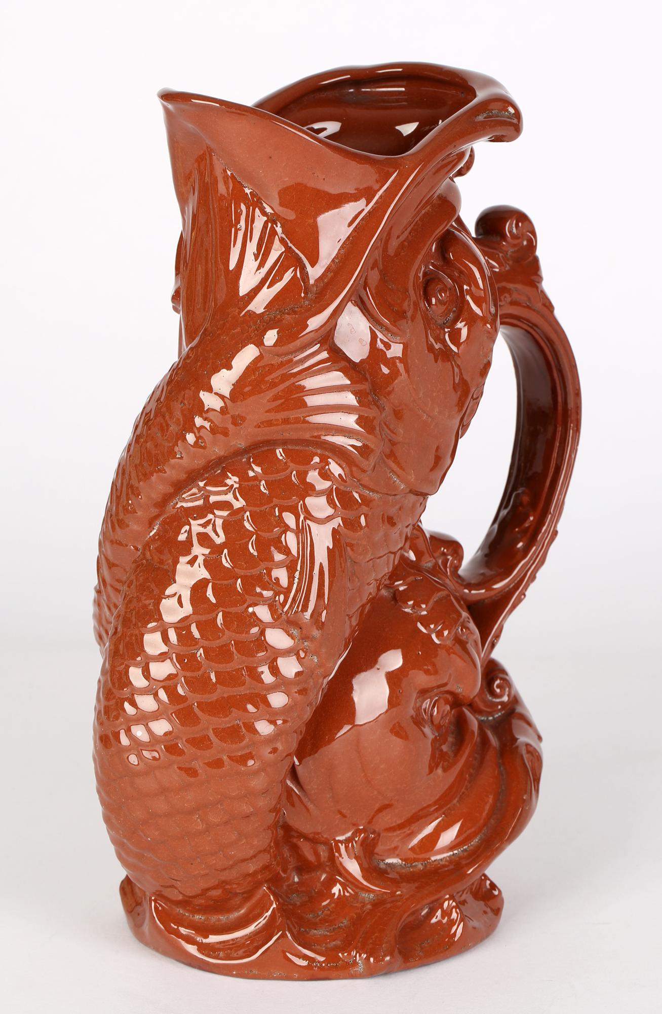 William Brownfield Aesthetic Movement Carp Jug Attributed to Christopher Dresser For Sale 1