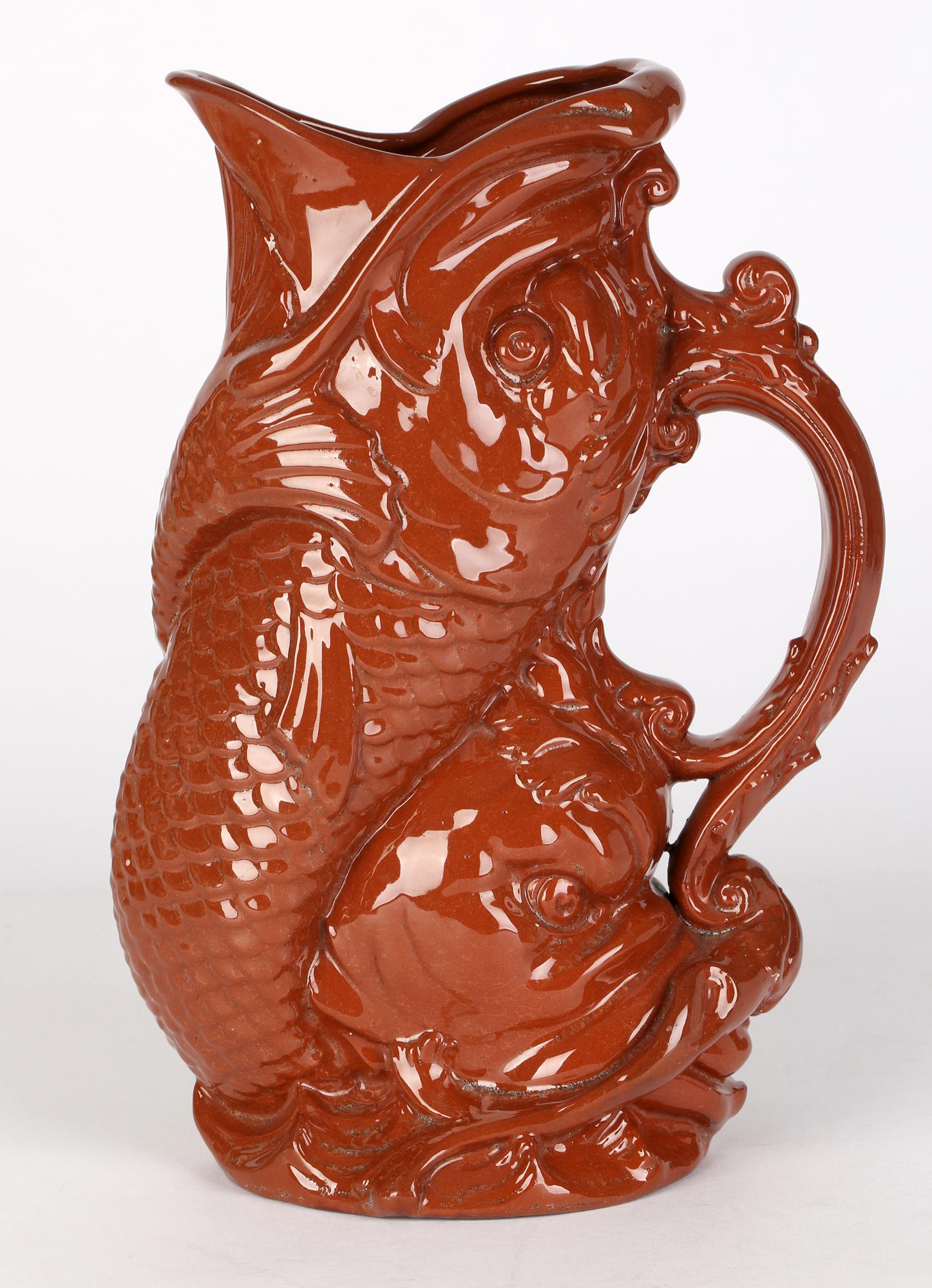 William Brownfield Aesthetic Movement Carp Jug Attributed to Christopher Dresser For Sale 6