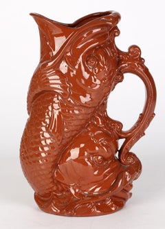 William Brownfield Aesthetic Movement Carp Jug Attributed to Christopher Dresser