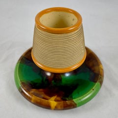 William Brownfield English Majolica Match Holder and Striker, Dated 1877