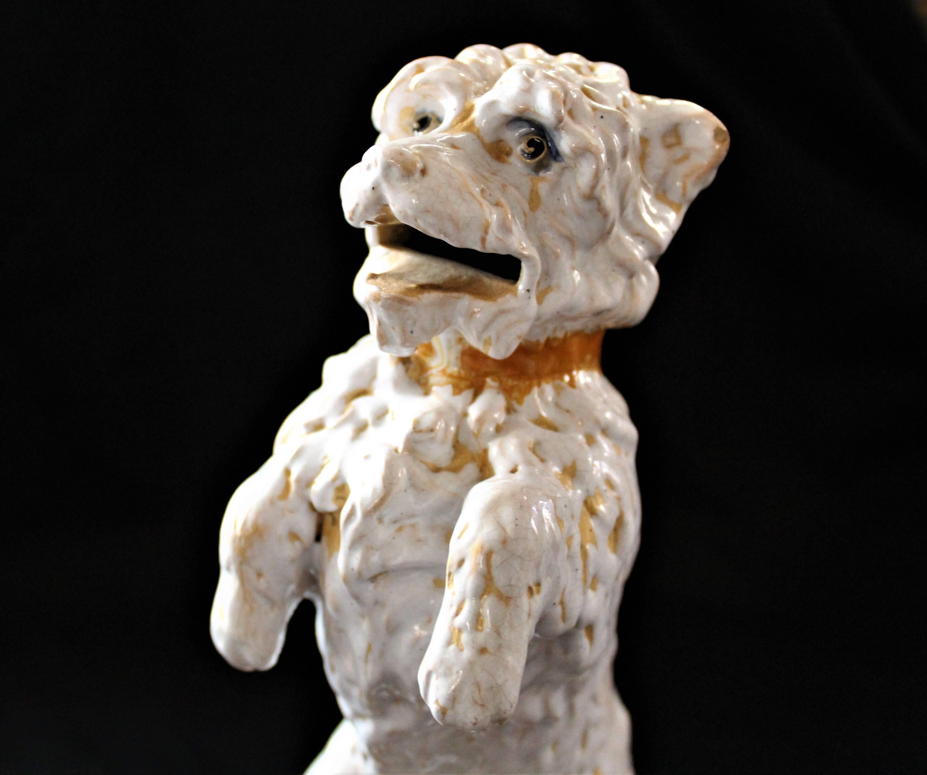 English William Brownfield Majolica Terrier Letter Holder