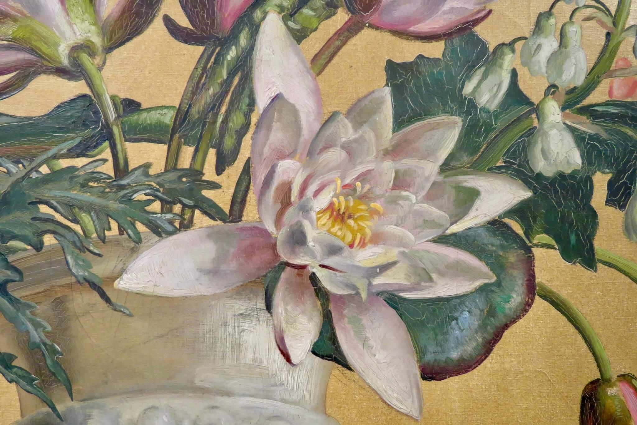LARGE CLASSICAL 1920's COUNTRY HOUSE STYLE STILL LIFE OF FLOWERS OIL PAINTING - Painting by William Bruce Ellis Ranken