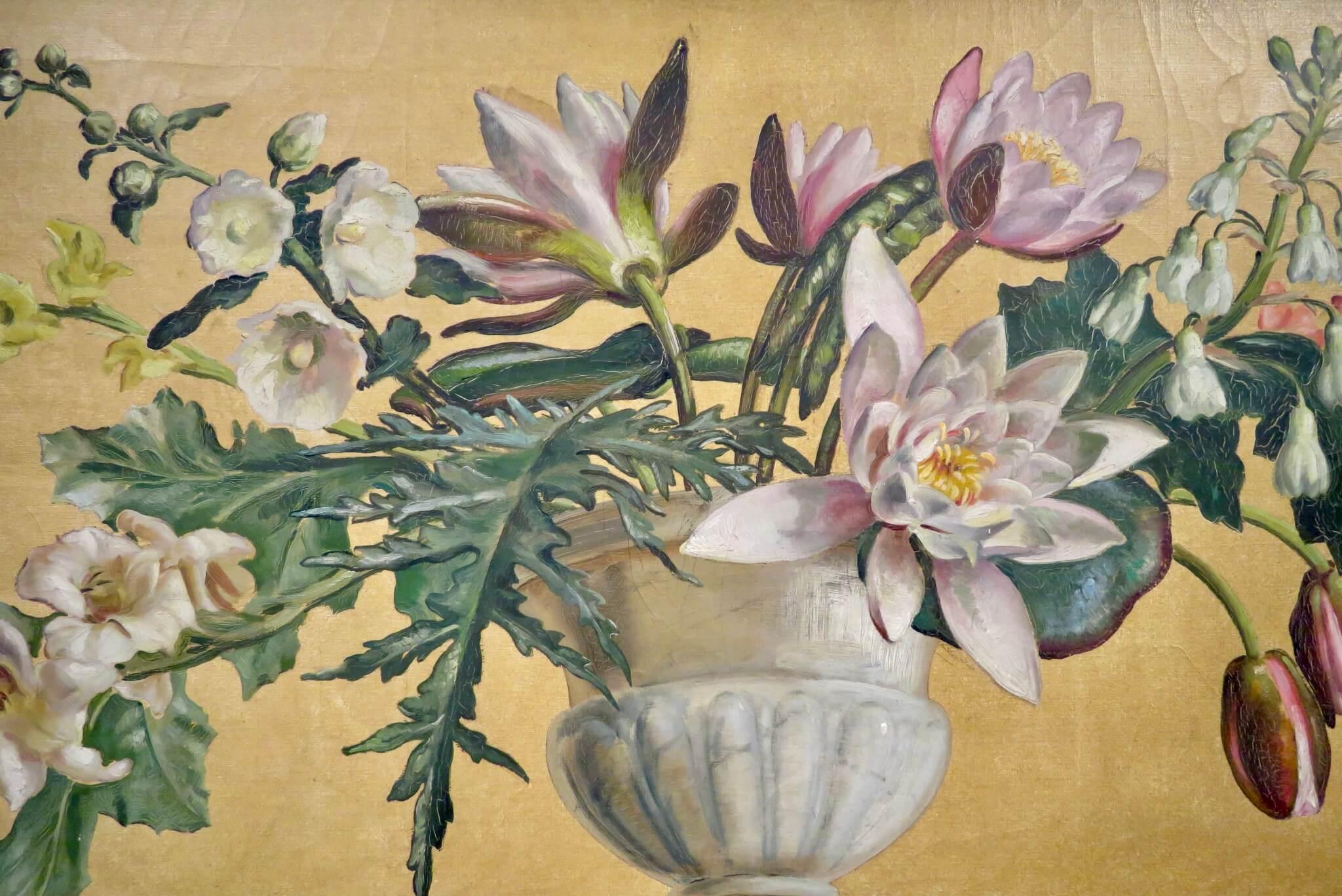 LARGE CLASSICAL 1920's COUNTRY HOUSE STYLE STILL LIFE OF FLOWERS OIL PAINTING For Sale 3