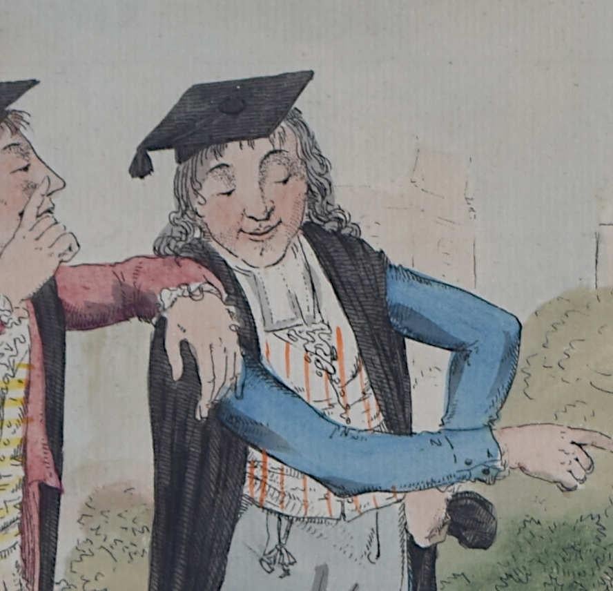 College Fun at the University of Cambridge, engraving by William Bunbury - Realist Print by William Bunbury 