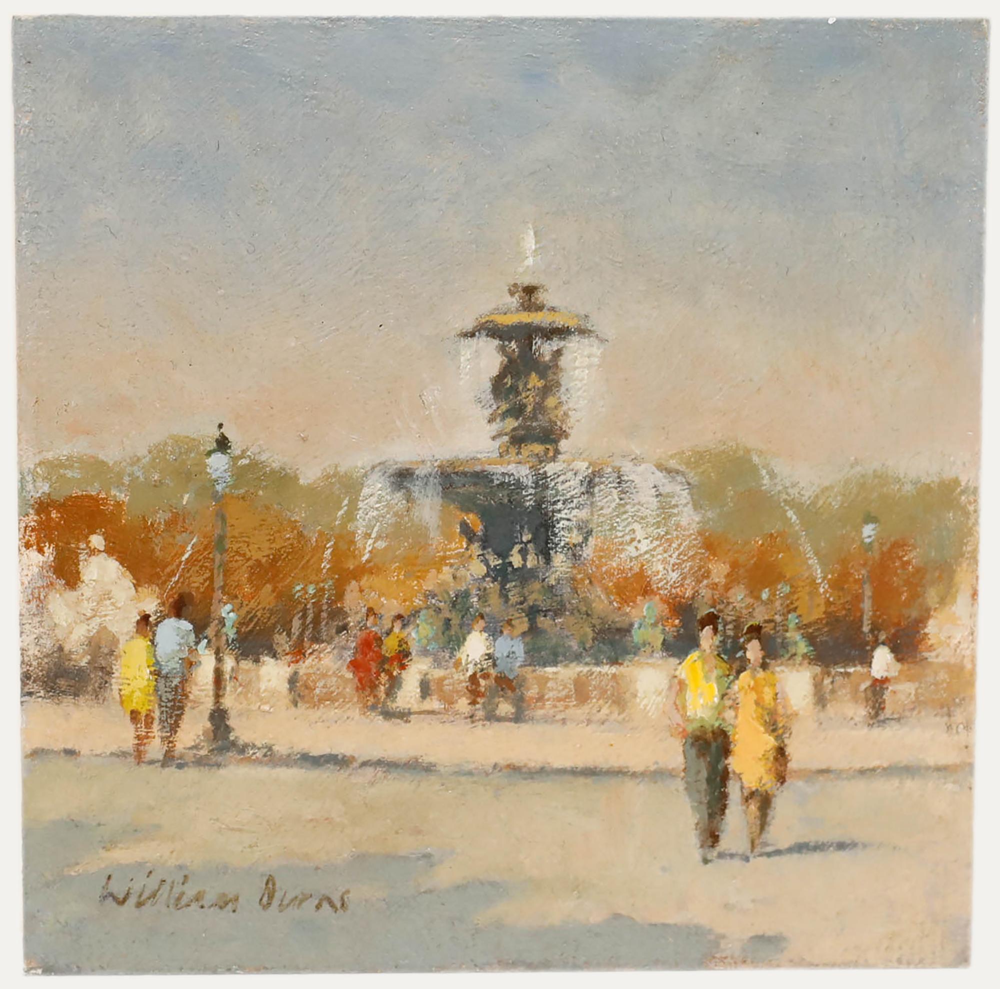William Burns FRSA (1923-2010) - 20. Jahrhundert Öl, Place de la Concorde im Angebot 1
