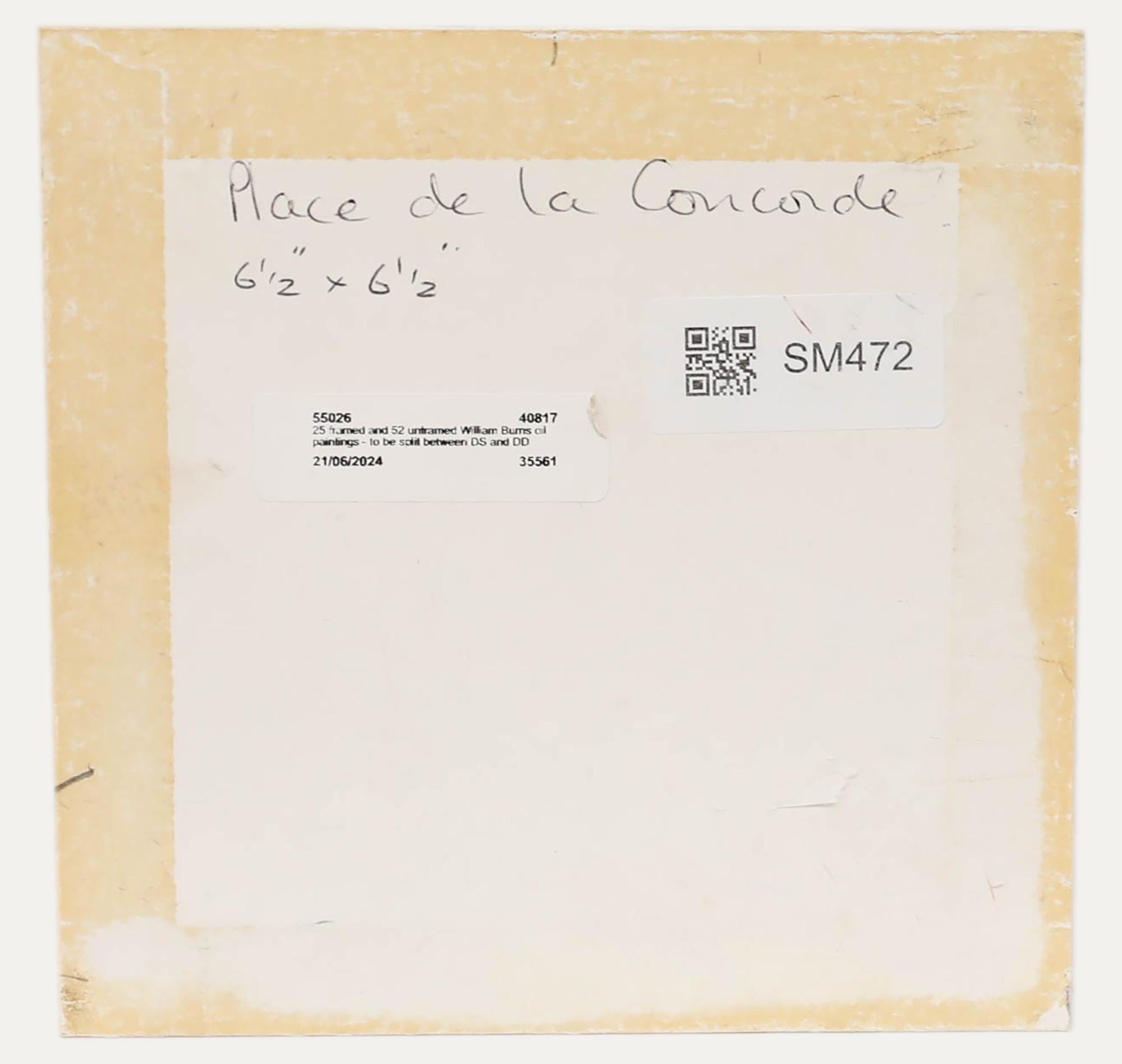William Burns FRSA (1923-2010) - 20. Jahrhundert Öl, Place de la Concorde im Angebot 2