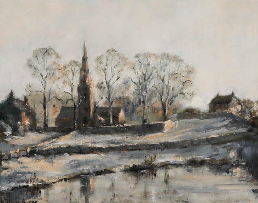 William Burns FRSA (1923-2010) - 20th Century Oil, Village in the Snow 1