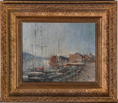 William Burns FRSA (1923-2010) - Framed 20th Century Oil, Quiet Harbour Evening