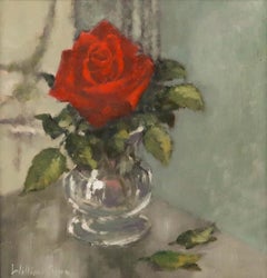 William Burns FRSA (1923-2010) - Framed 20th Century Oil, Red Rose