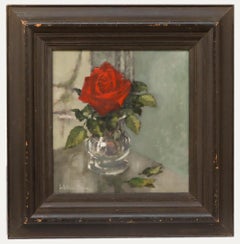 Vintage William Burns FRSA (1923-2010) - Framed 20th Century Oil, Red Rose
