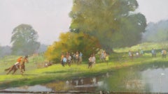 Original Framed English Horse Racing / Steeplechasing Oil Painting Signed 20thC