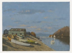 William Burns FRSA (1923-2010) - 20th Century Oil, Boatyard on the East Coast