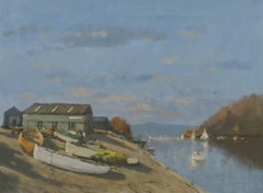 William Burns FRSA (1923-2010) - 20th Century Oil, Boatyard on the East Coast