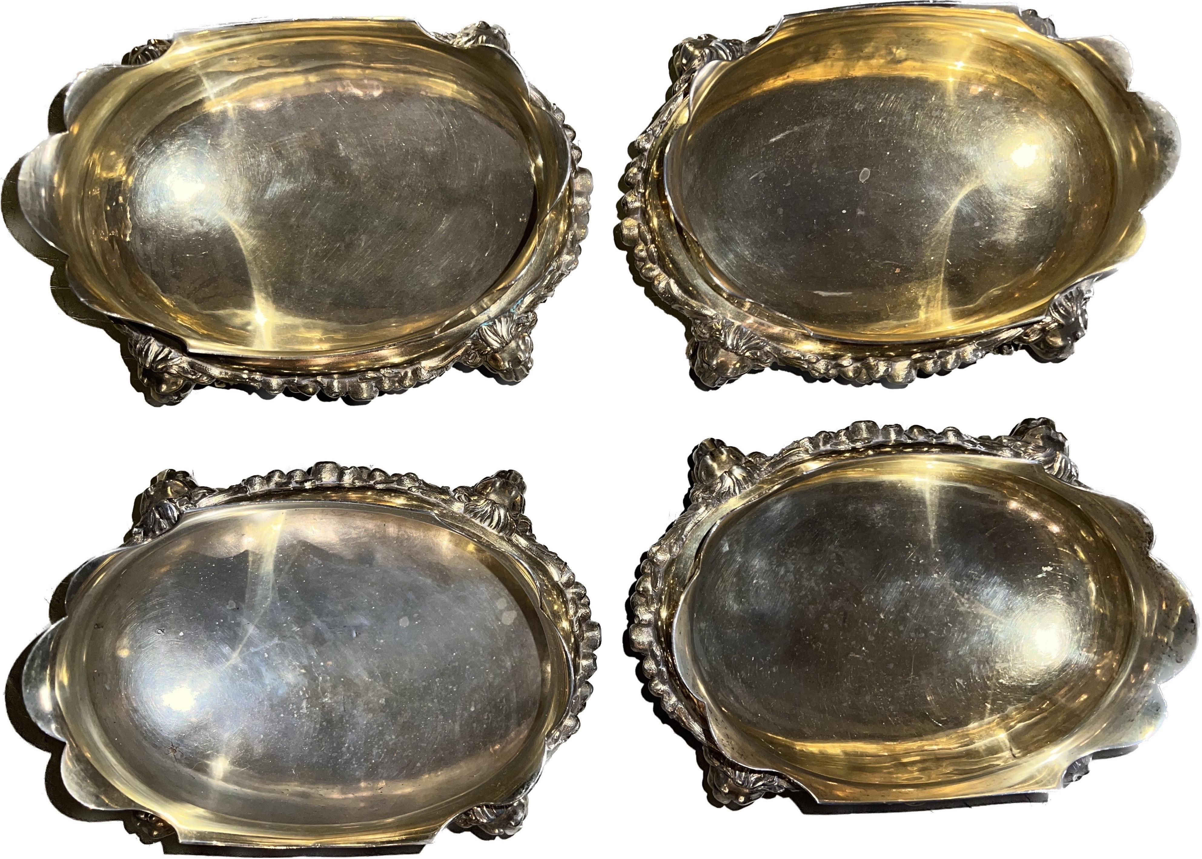 Gold Plate William Burwash Early 19th C. Goldwash Sterling Silver Vegetable Serving Dishes