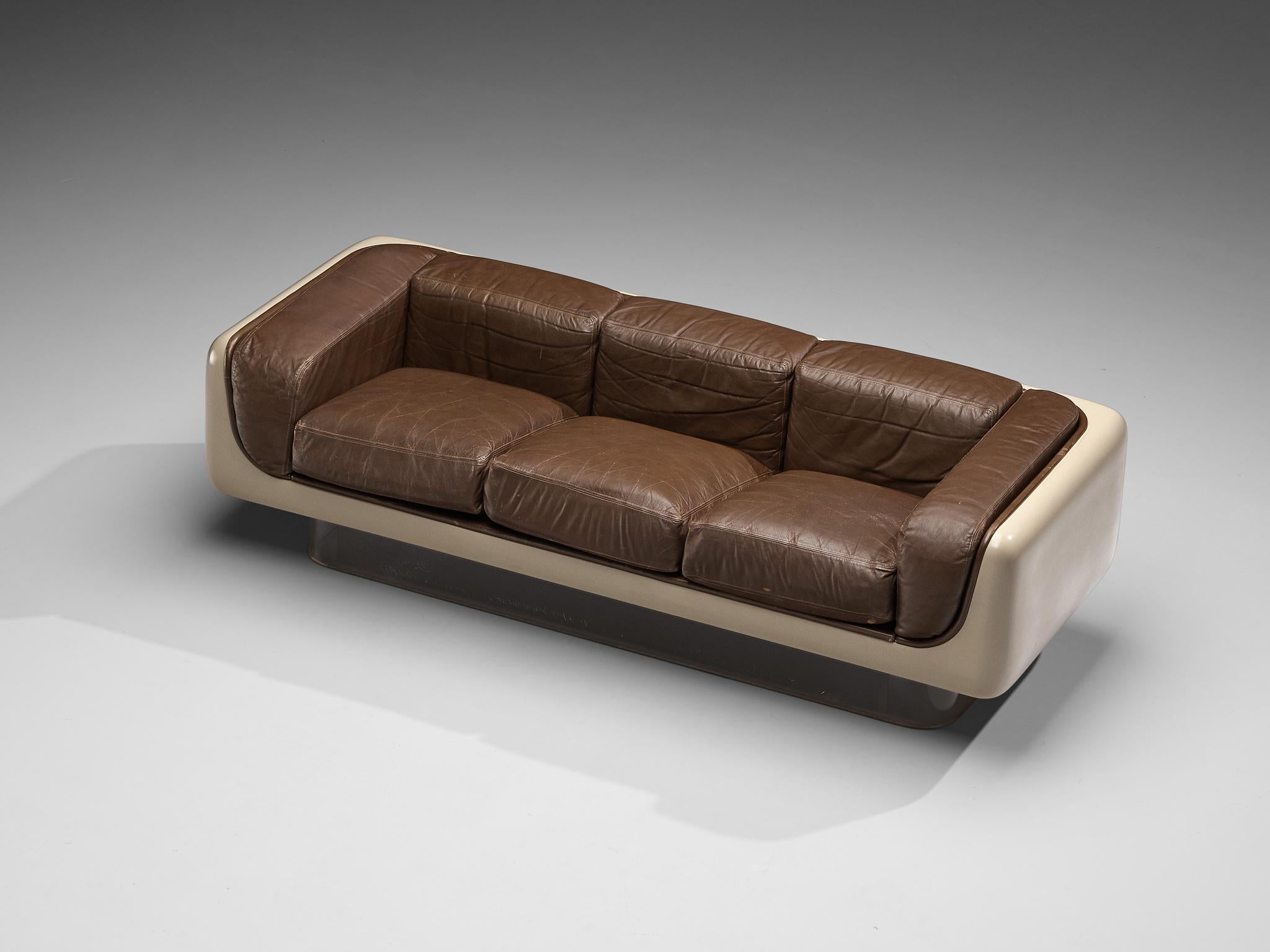 William C. Andrus for Steelcase Sofa in Fiberglass and Leather 3