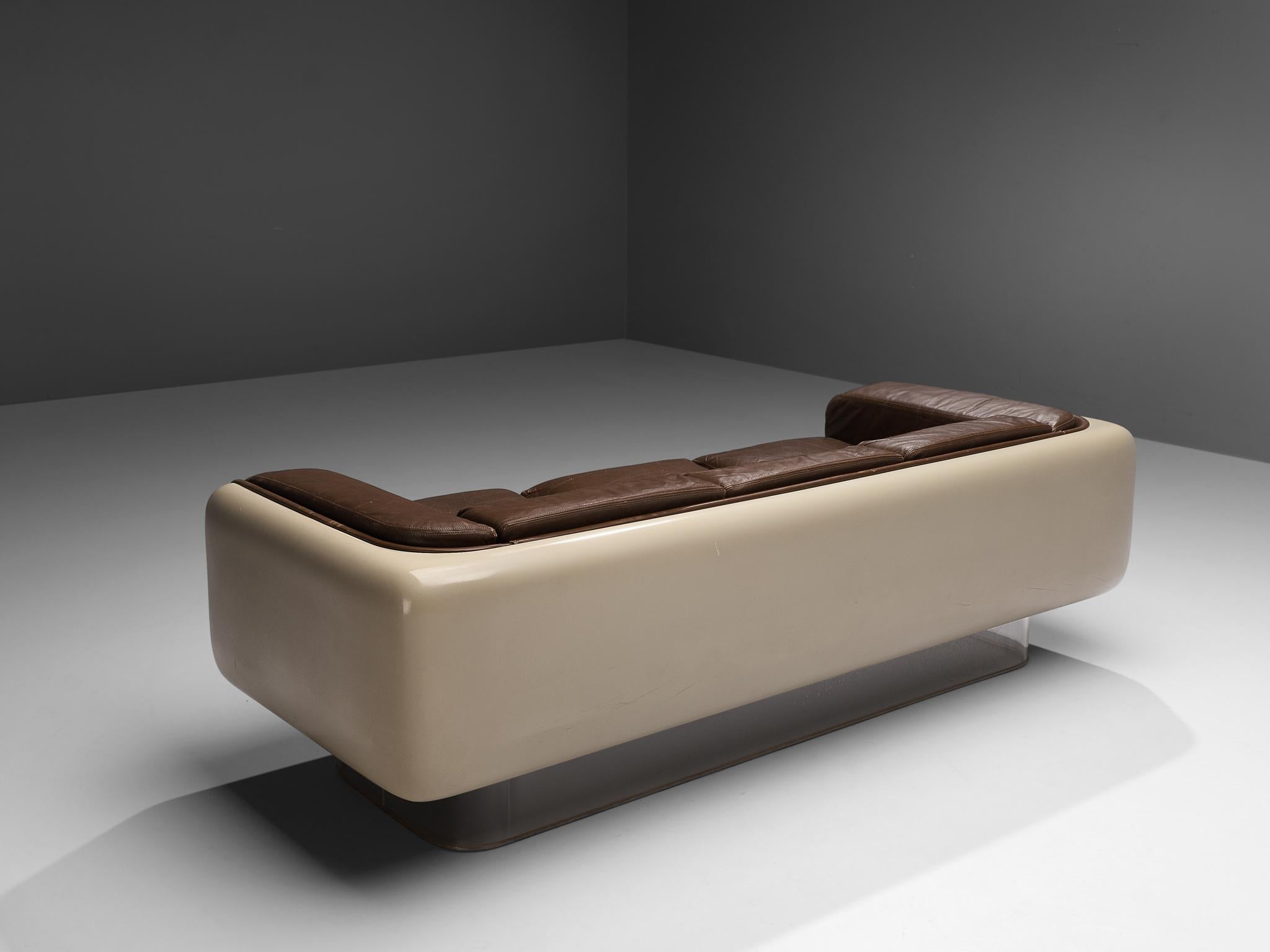 William C. Andrus for Steelcase Sofa in Fiberglass and Leather In Good Condition In Waalwijk, NL