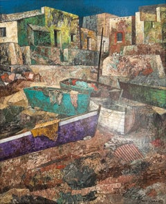 Entorno de la playa de Málaga (Pueblo pesquero y barcos, España) WILLIAM C. GRAUER colorido