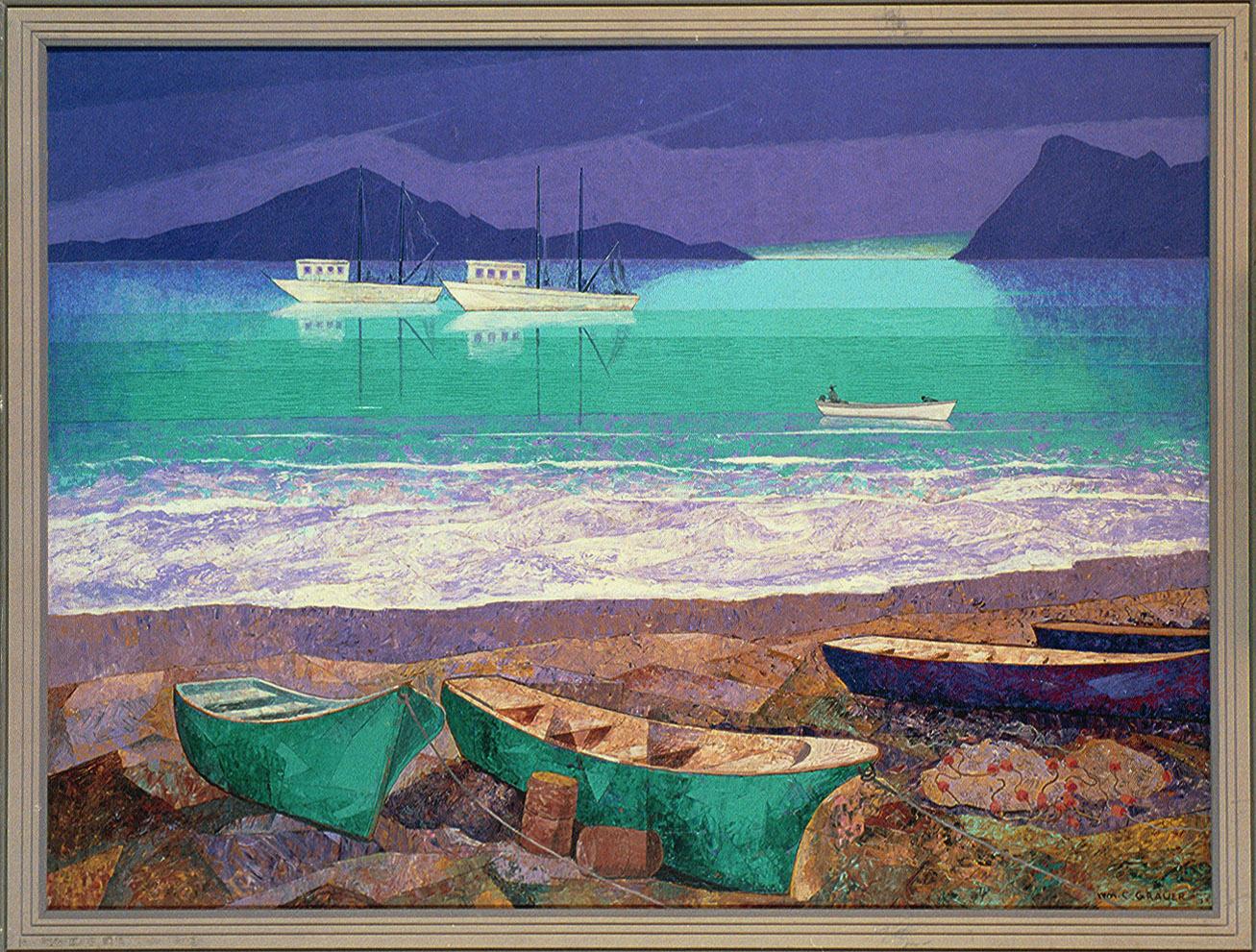 William C. Grauer Landscape Painting - Mexican Shrimp Boats