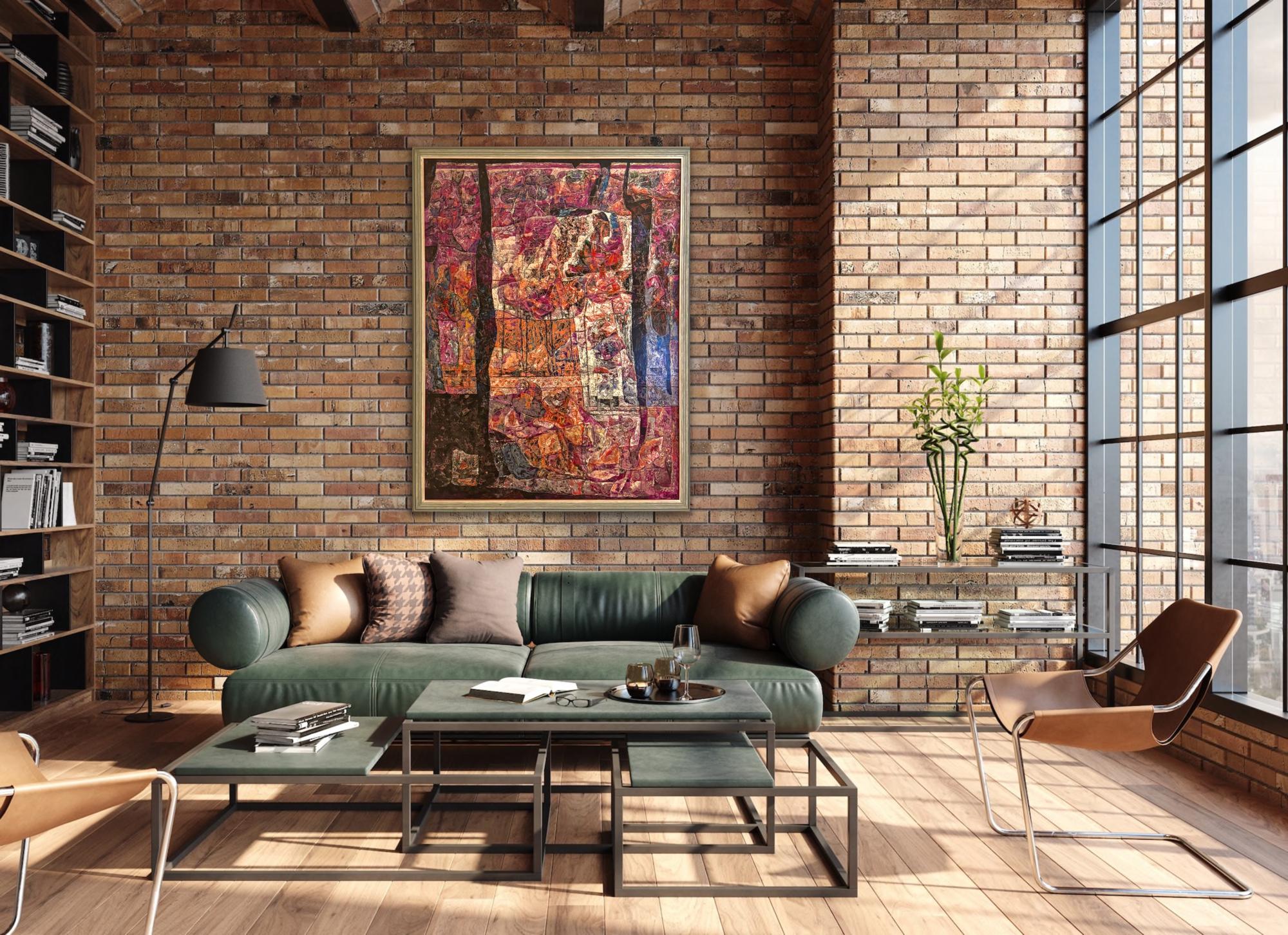 WILLIAM C GRAUER Abstract Archaeological Fresco colorful 1970s Cleveland School For Sale 5