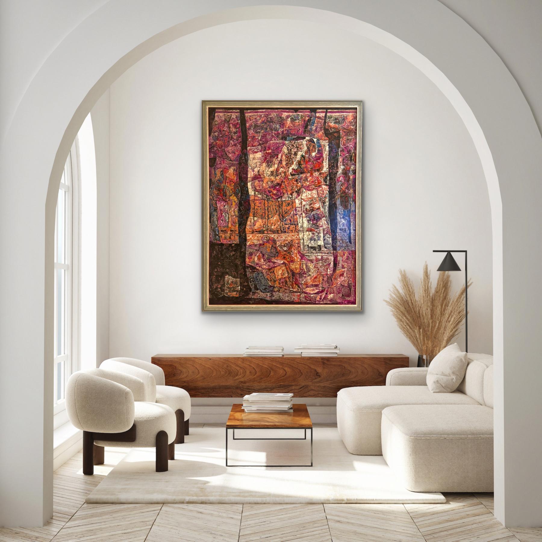 WILLIAM C GRAUER Abstract Archaeological Fresco colorful 1970s Cleveland School For Sale 6