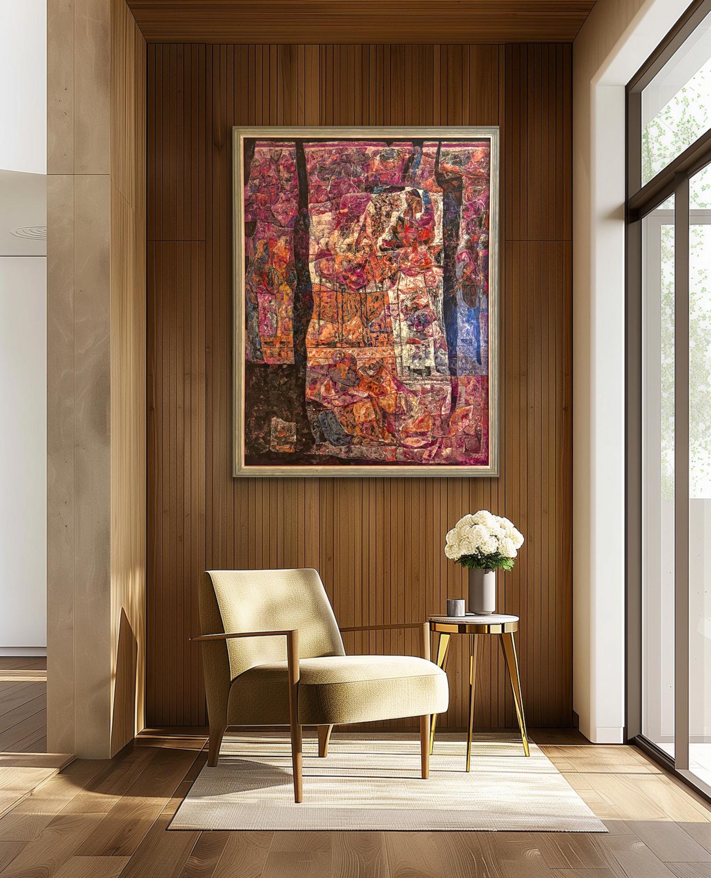 WILLIAM C GRAUER Abstract Archaeological Fresco colorful 1970s Cleveland School For Sale 7