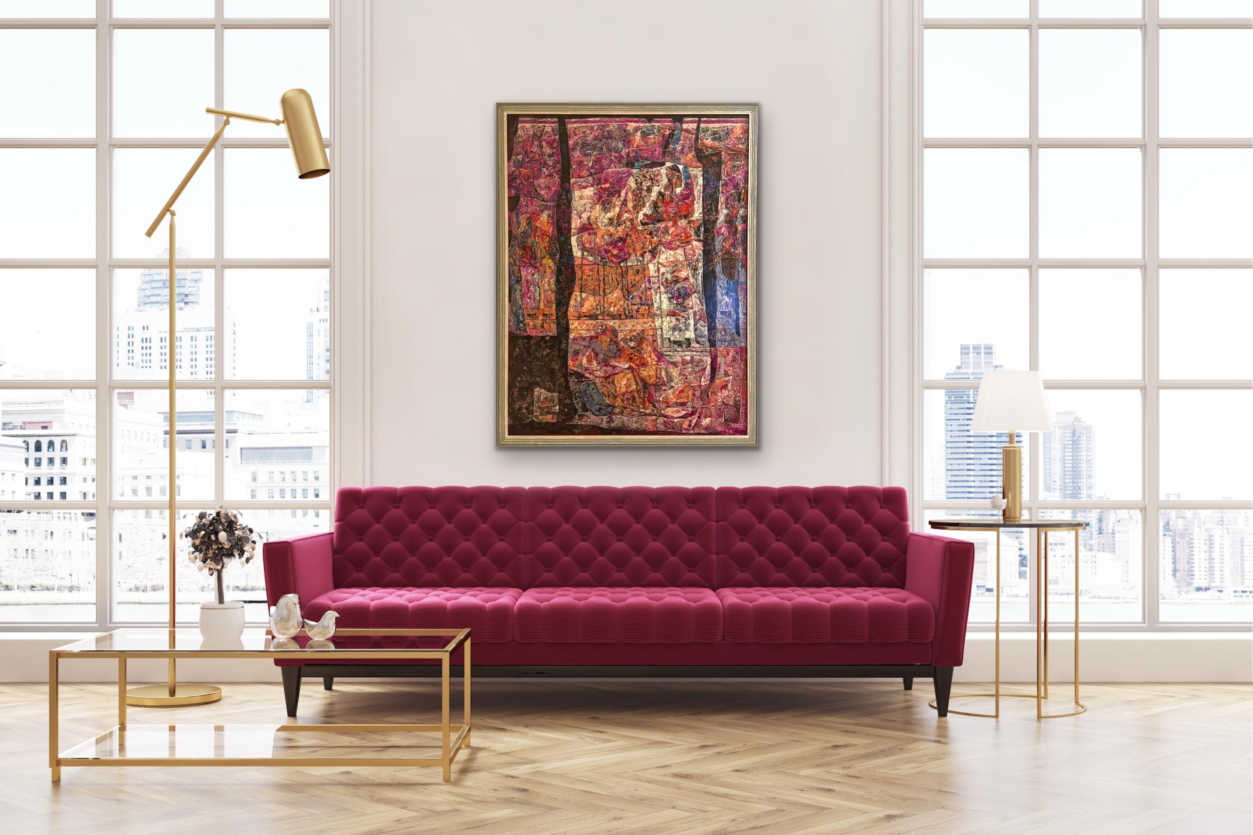 WILLIAM C GRAUER Abstract Archaeological Fresco colorful 1970s Cleveland School For Sale 8