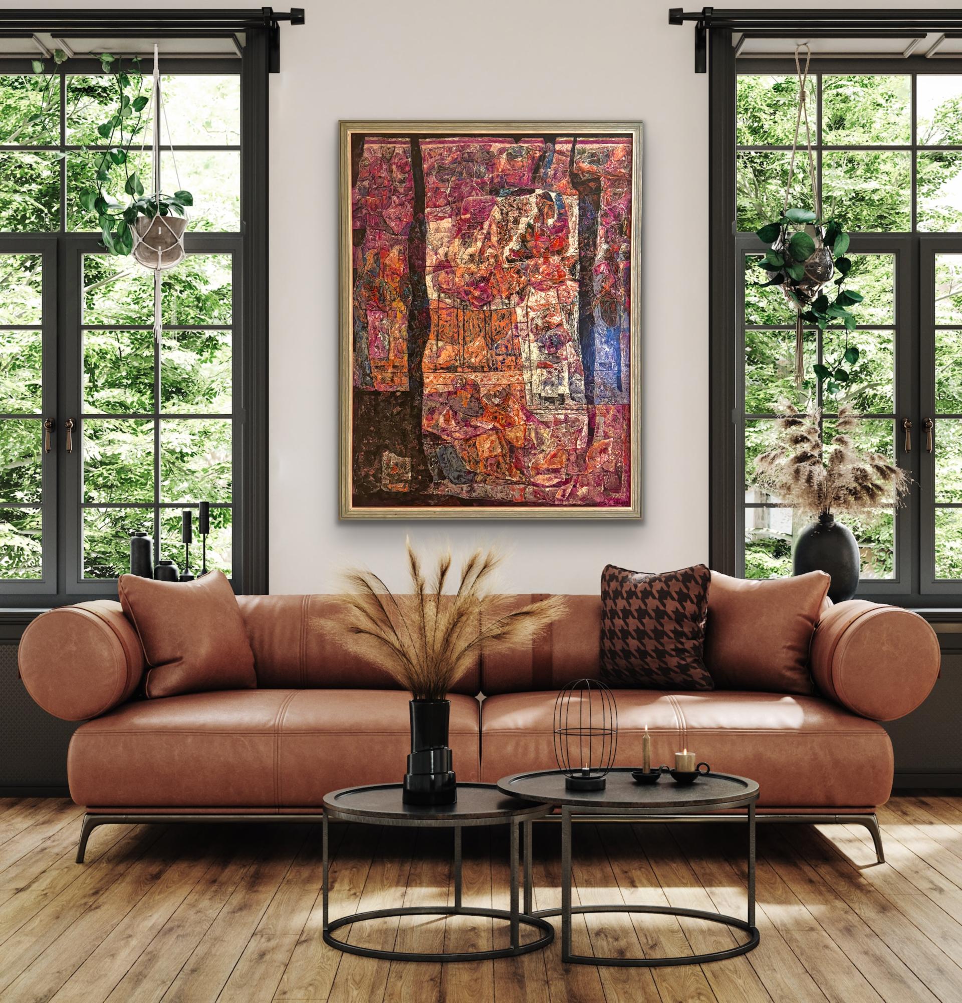 WILLIAM C GRAUER Abstract Archaeological Fresco colorful 1970s Cleveland School For Sale 9